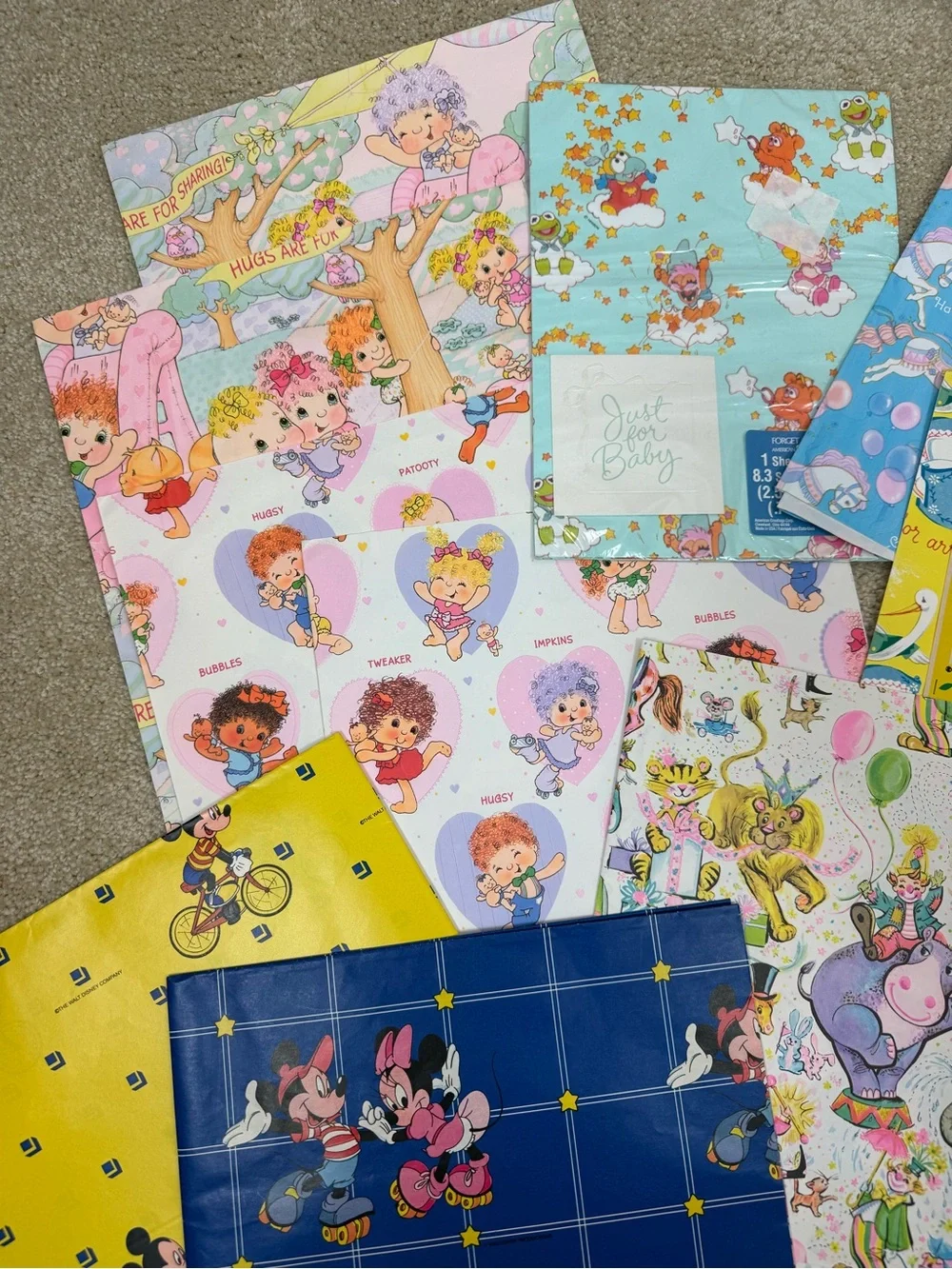 VINTAGE | baby & kids wrapping paper lot retro Mickey birthday